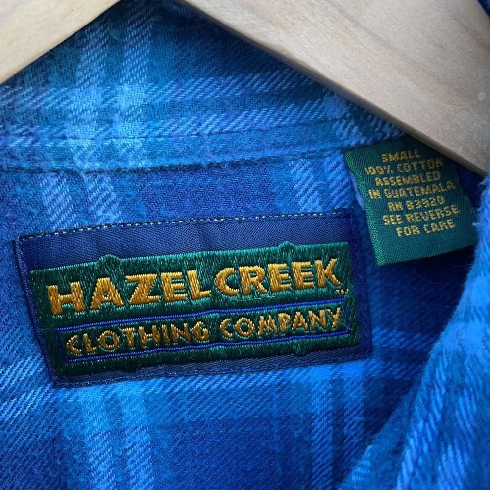 HAZEL CREEK • blue plaid flannel • size small - Picture 3 of 7